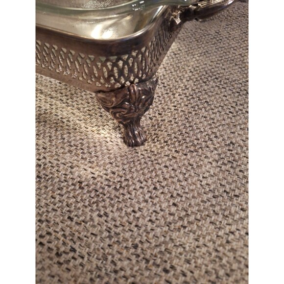 Vtg Anchor Hocking Fire King Glass Casserole Dish with Silver plated Tray 9x13in - Picture 4 of 12